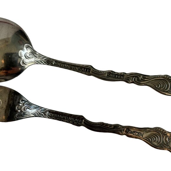 Vtg Nils-Johan Sweden Silver Plated Fork Spoon Condiments Set Box Scandinavian - Picture 4 of 5